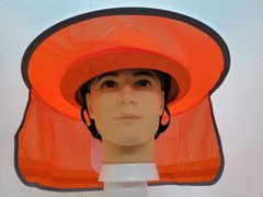 Orange Hard Hat Sun Shade Visor Full Brim Mesh Neck HI VIS REFLECTIVE STRIPE