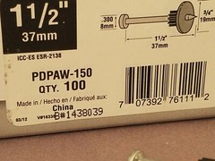 2 Boxes of 100 Washered SIMPSON STRONGTIE 1-1/2″Powder Actuated Pns PDPAW-150