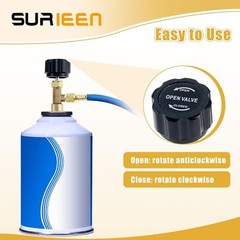 Refrigerant Can Tap R134A Self‑Sealing & Puncture Valve +Tank Adapter Kit Bla
