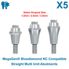 5x Dental MegaGen® Bluediamond NC Compatible Straight Multi Unit Abutments