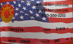 NEW TEMCO TSP02214 SCREW PLUG IMMERSION HEATER 10KW 240V