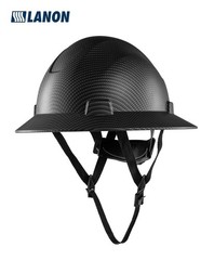 LANON Carbon Fiber Custom Design Full Brim Hard Hat, OSHA Construction Work Appr