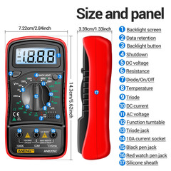 Professional Digital Multimeter Voltmeter Ohmmeter Ammeter Multi Tester Meter