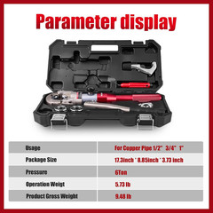 Propress Tool, Hydraulic Pipe Crimping Tool with 1/2, 3/4, 1 Inch Jaw for Copper