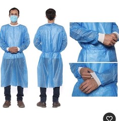 Elastic Cuff Isolation Gowns Disposable Level2 SMS Blue Medical 10 Pack