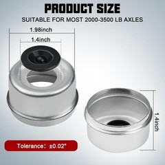 4Sets 1.98”OD Trailer Hub Bearing Metal Dust Cover with Extr Color: 1.98 4PCS