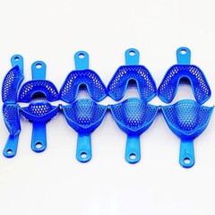 2Pcs/10Pcs Dental Autoclavable Plastic-Steel Impression Trays Blue Denture Model
