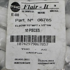 (10) Flair-It Plastic Pipe Elbow Fitting 06785, 1/2″ MNPT x 1/2″ SW, White