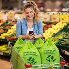 Thank You Biodegradable Eco Plastic Bags 1000 Count 12” x 6.5” x 22” 15 Mic
