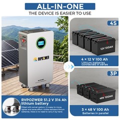 48V 314AH 16.07kWh Lithium Battery LiFePO4 Vertical Standing RV Solar Backup UPS