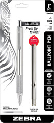 Zebra F-701 Metal Pen – Ballpoint Fine Point Stainless Steel – 0.8Mm – Black In