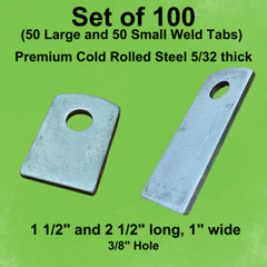 Steel Weld Tabs, Mixed Pack -100 Pack of Tabs, (50 Large & 50 Small)
