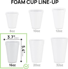 16 Oz Disposable Foam Cups (50 Pack), 50 Count (Pack of 1), 16oz – White