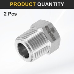 2 x 304 Stainless Steel Reducer Hex Bushing 1/2″ NPT Male to 3/8″ NPT Female
