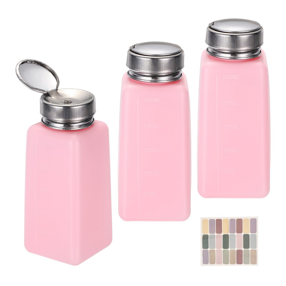 3Pcs 250ml/8.4oz Solvent Alcohol Dispenser for Acetone Cleanser Pink