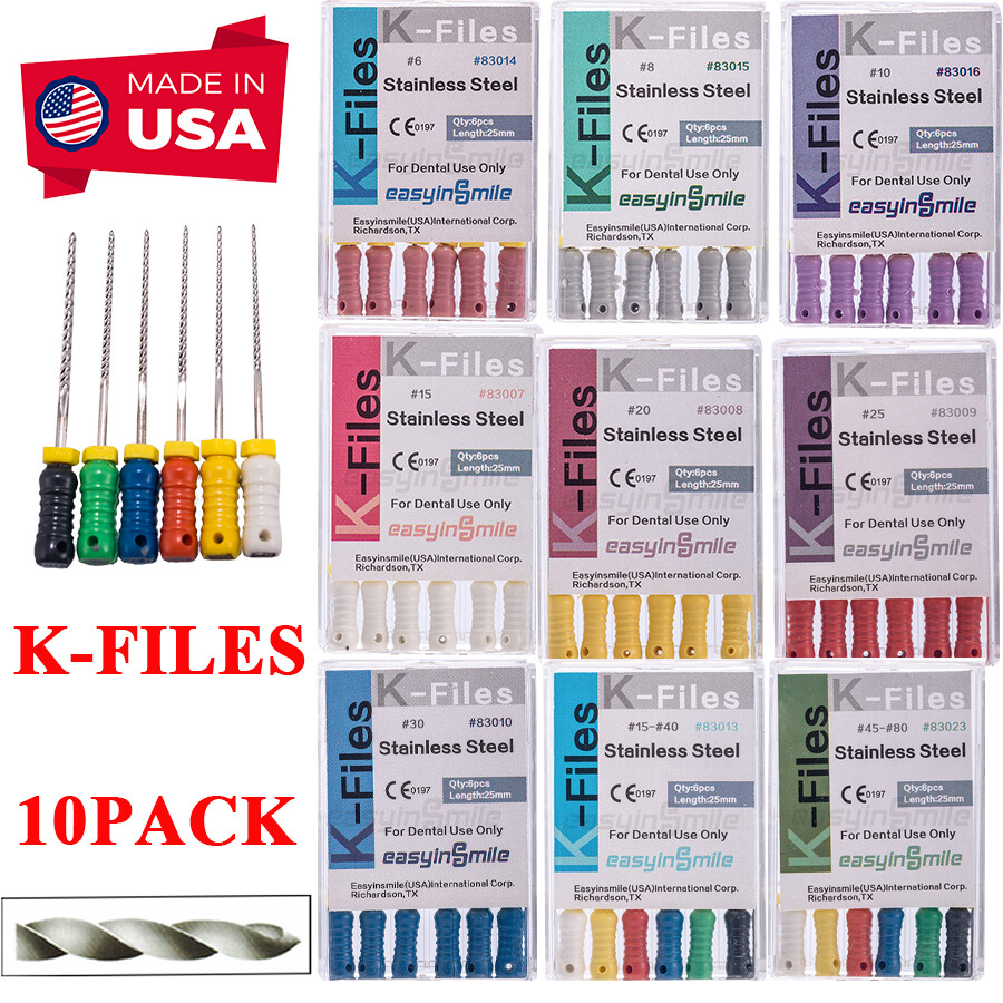 K-FILE Dental Endodontic Root Canal Hand Use K-Files 25mm Stainless Steel 10Pack