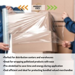 Cast Hand Stretch Wrap 18″ x 1000′ Plastic Bundling Shrink Film 4 Rolls
