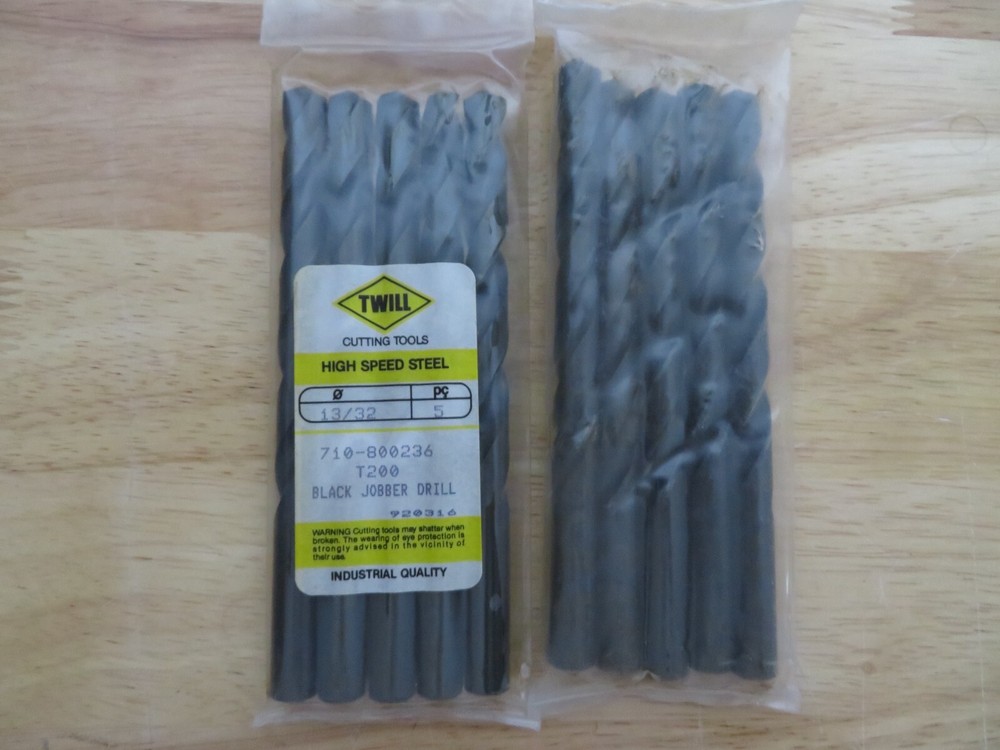 5 pcs DOALL TWILL Jobber Length Metal Twist Drills 13/32″ HSS Black Oxide Brazil