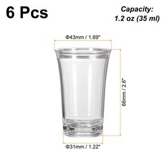 6pcs Shot Glasses 1.2oz Polystyrene for Cocktail Transparent