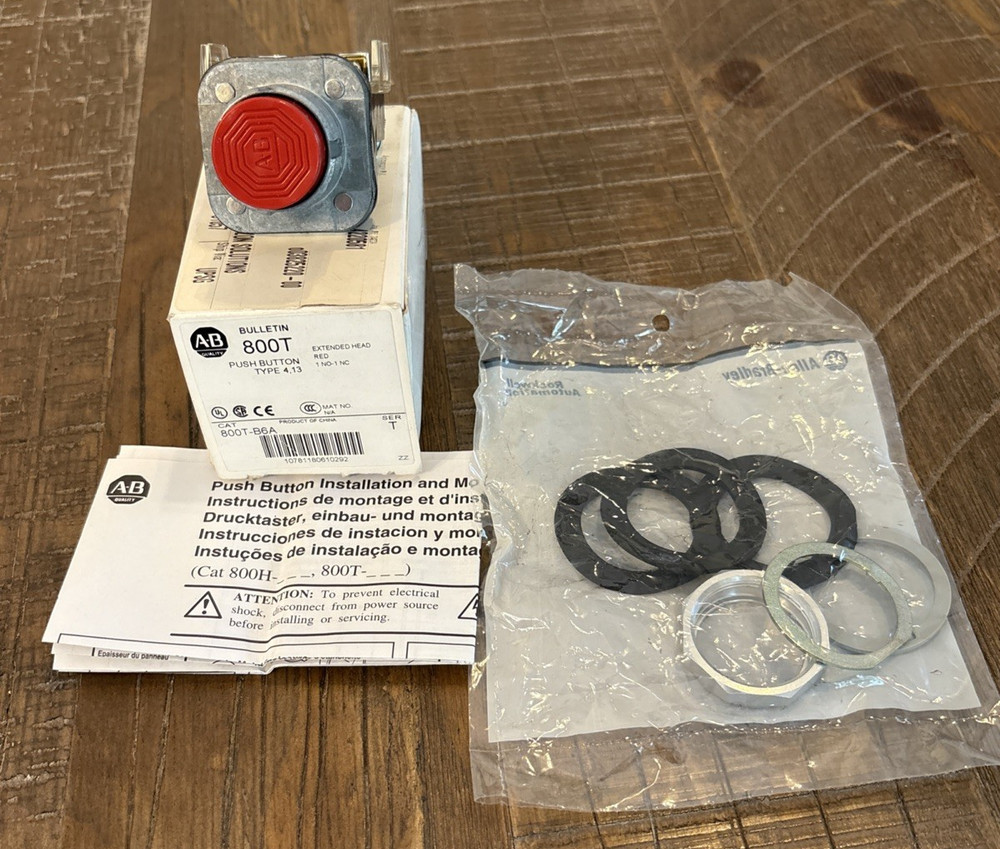Allen Bradley 800T-B6A Red Push Button Type 4.13 Series T – New In Box