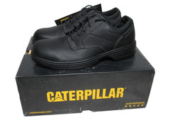 Caterpillar Oversee Oxford Steel Toe Work Shoe Black Leather SRX Mens Size 8.5 W