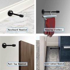 Door Stop, 2 Pack Extra Long Stopper, Stainless Steel, 6 6inch X 2pack, Black
