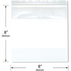 Plymor 8″ x 8″, 4 Mil Heavy Duty White-Block Zipper Reclosable Plastic Bags
