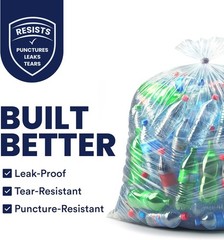 Plasticplace – W55Ldc2 55-60 Gallon Trash Bags 2 Mil Clear Heavy Duty Garbage