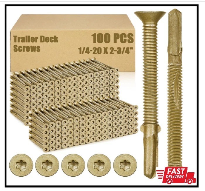 100 Pcs #14 x 2-3/4″ Trailer Deck Screws Self Tapping Sheet Metal Screws Star…