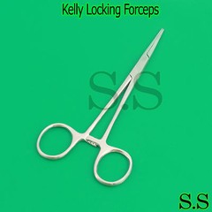 Kelly Hemostat Forceps Straight Kelly Clamp, 3 Step Locking System Vet Tool