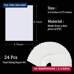 Vinyl Siding Repair Kit 24Pcs 6.3X4.75Inch Self-Adhesive Vinyl Siding Patch PVC