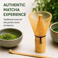 E-BOGU Japanese Matcha Whisk and Scoop Set Traditional Bamboo Chasen & Chashaku