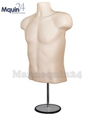 5 Pack Flesh Mannequin Male Torso Dress Forms + 5 Table Top Stands + 5 Hangers