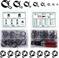 227Pcs 6-38Mm Spring Band Hose Clamp Assortment Kit with Swivel Flat Band Fuel H