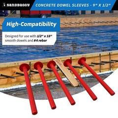 Sandbaggy Concrete Dowel Sleeves – 9” x 1/2” (#4 Rebar Sleeve) – Polypropylene