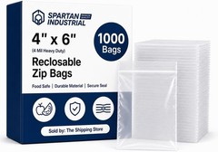 4” X 6” 1000 Count 4 Mil Thick Clear Reclosable Zip Plastic Poly Bags W/