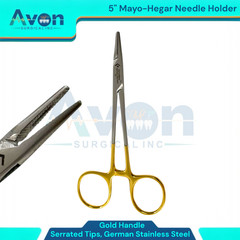 1 Each – Mayo-Hegar Needle Holder Driver w/ Gold Handle – Str Serrated – Premium