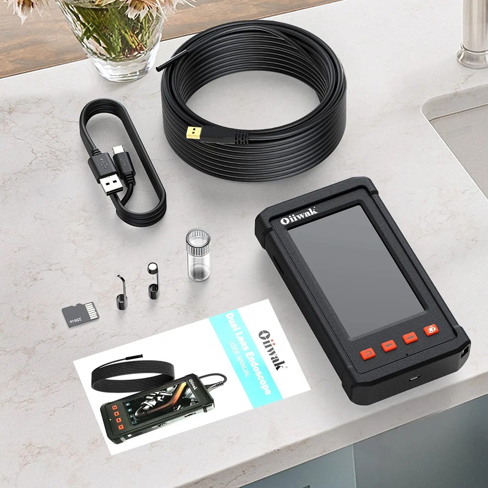 Oiiwak 8.5mm 1080P HD Endoscope Borescope LCD Inspection Snake Camera Tool 50FT