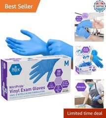 Nitrile/Vinyl Disposable Exam Gloves – Powder-Free, Latex-Free, Box of 100