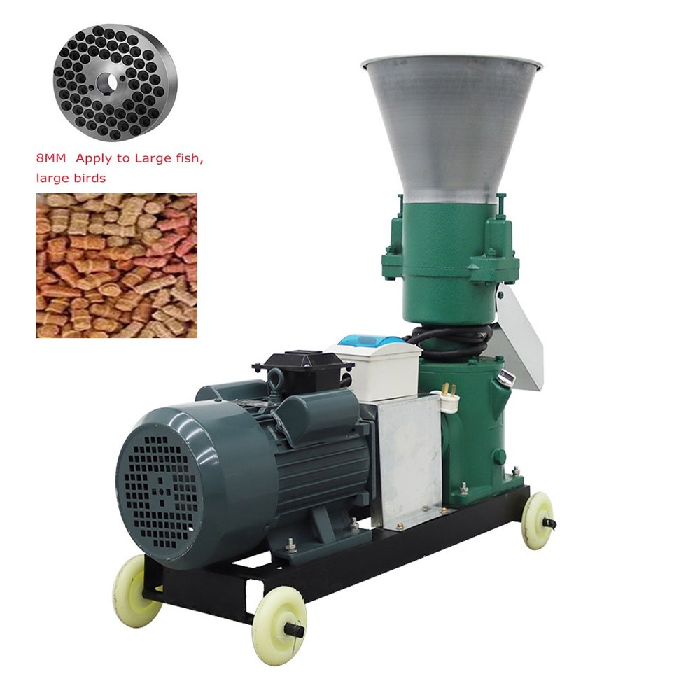Animal Feed Pellet Mill Machine 8MM Holes Pellet Feed Granulator 2 Rollers 220V