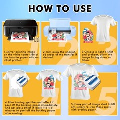 Inkjet Printable Heat Transfer Paper DARK LIGHT T-shirt Iron-on 20 Sheets 8.5×11