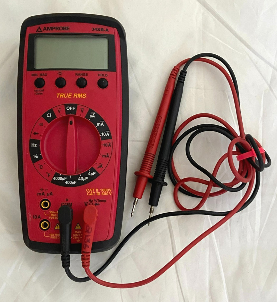 AMPROBE 34XR-A True RMS Digital-Backlight MULTIMETER w/Temperature Leads/Probes