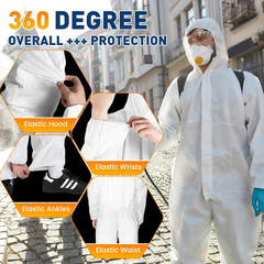 30 Pack Disposable Protective Coveralls, Heavy Duty Full Body Painters Suit for