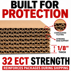 9×12 Corrugated Cardboard Pads Inserts 32 ECT Kraft Filler Sheets 25-200 Pack