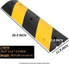 2 Pk Rubber Speed Bump Heavy Duty 2 Channel Modular Cable Protector Ramp 25000lb