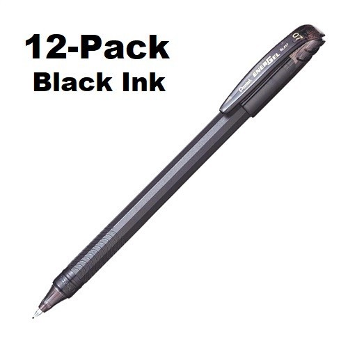 NEW 12-Pack Box Pentel EnerGel Roller Gel Pen BLACK Ink .7mm Fast Dry BL417-A