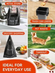300 Count Thank You Bags, 12 x 6 x 22 in, 15 Mic Black Grocery Bags