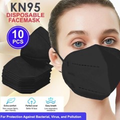 BLACK 5-Layers Breathable KN95 Disposable Protective Face Mask Respirator 10PCS
