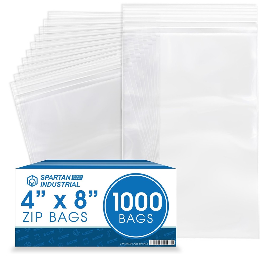 Spartan Industrial – 4” X 8” (1000 Count) 2 Mil Clear Reclosable Zip Plastic …