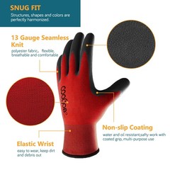 6 Pairs Safety Work Gloves with Grip for Men Women, Oil/Abrasion Resistant fo…